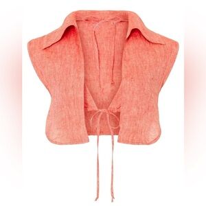 Matthew Bruch Vest with Triangle Linen Top - Red - Medium